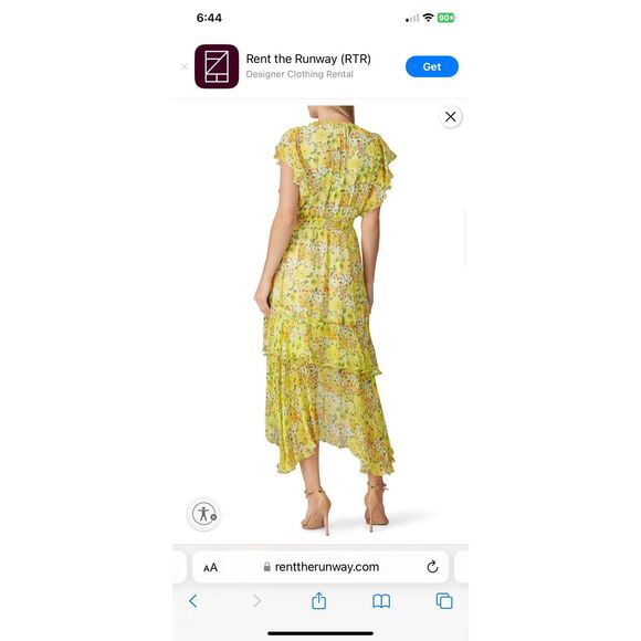 Shoshanna Candela Dress Yellow Floral Hi-low Chiffon Dress Size 0 MSRP: $460 - Picture 4 of 9